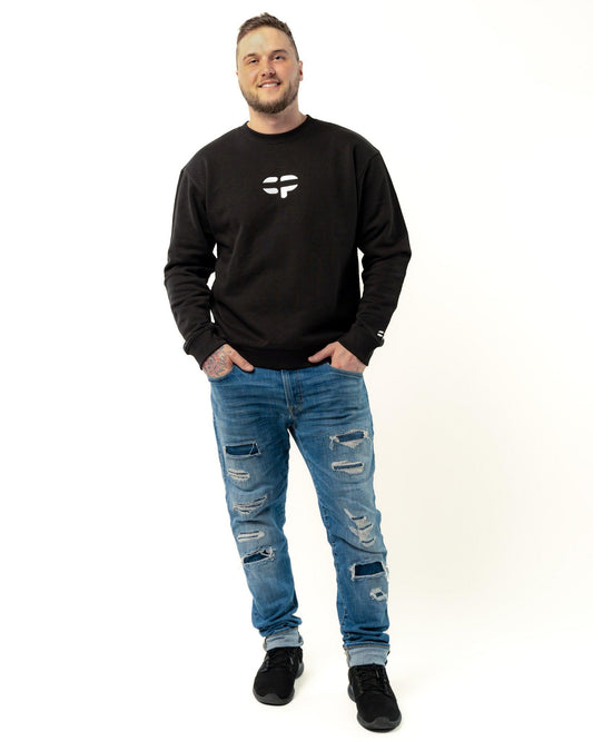 Jersey coton noir Crewneck unisexe