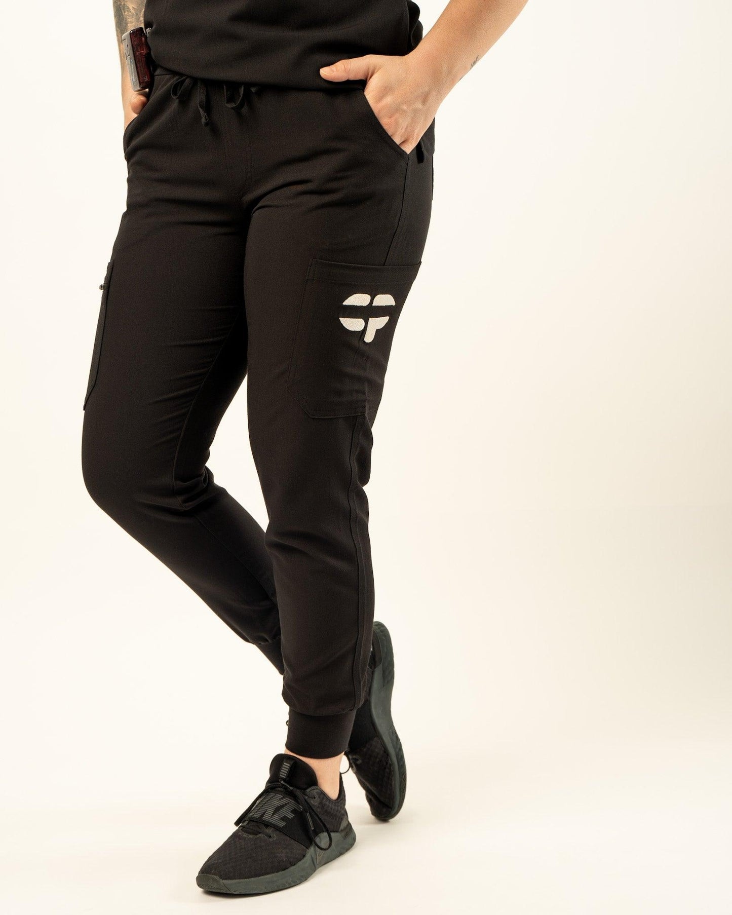pantalon uniforme style jogger, noir